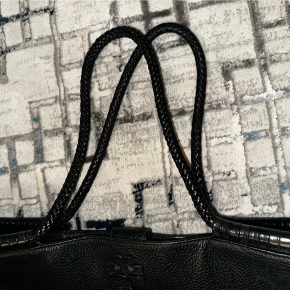 Tory Burch Large Taylor Black Pebbled Leather Tote Shoulder Bag - Picture 6 of 16